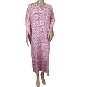Joan Rivers Mumu Maxi Dress Pink Floral MP Vintage 90s Muumuu